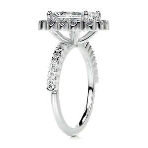 Bague de fiançailles halo en diamant de laboratoire radiant de 2,2 carats, or blanc 14 carats, diamant CVD, clarté VS, certifié IGI, style bohème - Product Image 2
