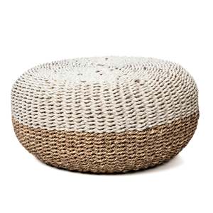 Pouf en jonc de mer bicolore - Product Image 1