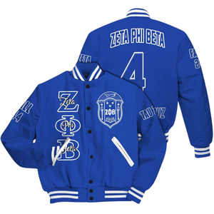 Zeta Phi Beta 1920 Sororité Fondateurs ZPB Bleu Blanc Grec Vie Varsity Letterman Veste Chenille Patch Style Porter - Product Image 3