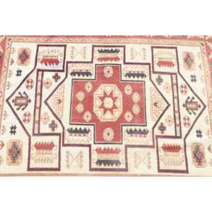 พรมตุรกี, พรมวินเทจขนาด 4x4.8 ฟุต, พรมขนสัตว์ลายสัตว์สีแดง - Product Image 5