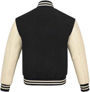 Chaqueta universitaria con parches de chenilla bordados personalizados al por mayor, chaqueta universitaria de béisbol Letterman con mangas de cuero y cuerpo de lana - Product Image 4