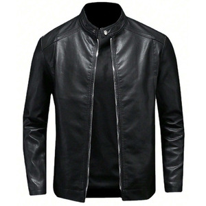 Veste universitaire en cuir vieilli de haute qualité pour homme, avec col montant et logo frontal, idéale pour les motards et les cyclistes - Product Image 1