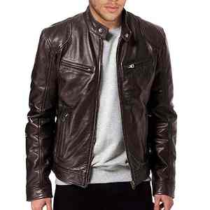 Blouson aviateur en cuir véritable pour homme 2025 Coupe ajustée à capuche en toile d'hiver Anti-vent - Product Image 1