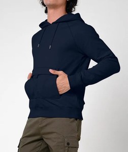Sweat à capuche pull de qualité supérieure pour hommes polaire douce personnalisable Streetwear chaud décontracté couleur bleu foncé à manches longues confortable - Product Image 2