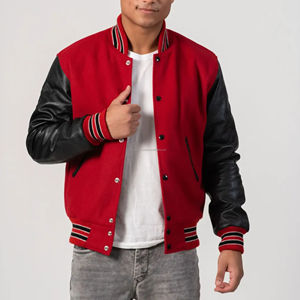 Chaqueta Varsity para Hombre, Cuerpo de Lana, Mangas de Cuero, Cierre de Cremallera, Diseño de Parches en la Parte Delantera, Estilo Béisbol, Chaqueta Bomber, Estilo Alumni, Personalizable - Product Image 6