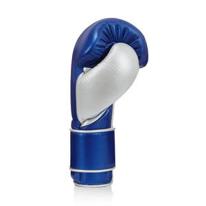 Azul mettlice y plata combinación de cuero de vaca Guantes de Kick Boxing personalizados Guantes de entrenamiento y lucha logotipo personalizado - Product Image 3
