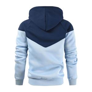 Sudadera con capucha de lana de algodón 100% de talla grande para hombre, sudadera con cordón de bloque de Color con bolsillo de canguro bordado - Product Image 2
