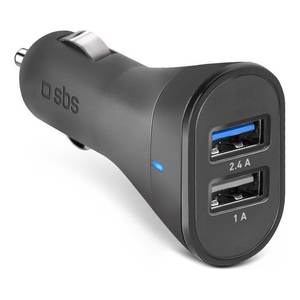 Cargador de Coche Doble USB Tipo-A 12W TECR2USB24AFAST Accendisigari con Doble Adaptador Rápido Negro CARICABATERÍAS - Product Image 1