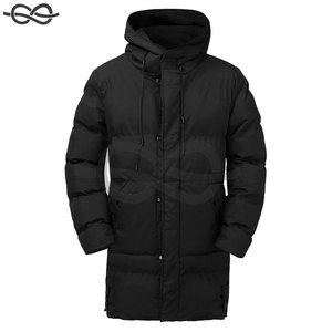 Veste d'hiver décontractée à manches longues pour hommes Parka à capuche noire unie avec col montant poche zippée chaude et élégante - Product Image 5