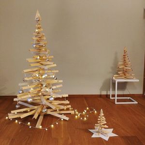 ARBRE DE NOËL ASSISTANT DÉCORATION ÉCOLOGIQUE CADEAU FAIT MAIN Arbre ornemental en bois Fabriqué en cerisier un arbre pour toute saison - Product Image 3