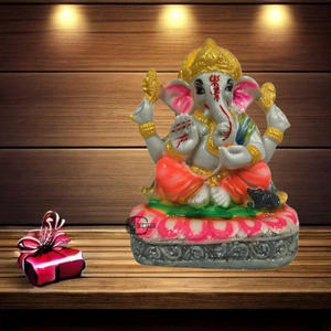 Estatua de Ganesh Ji de Poliresina, Modelo Hecho a Mano, Pintado a Mano, Decoración Religiosa Tradicional, Pooja, Boda, Hogar, Estilo Indio Inteligente - Product Image 6