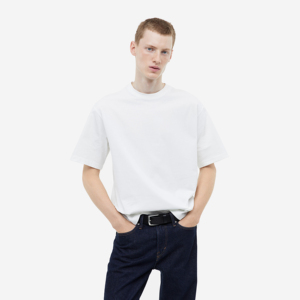 2025 camisetas cuadradas lisas con gráfico personalizado para hombre 100% algodón de gran tamaño redondeado cuello redondo hombro caído manga corta ajuste suelto - Product Image 1