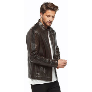 2025 vente haut de gamme qualité moderne mode élégant conception personnalisée véritable 100% coupe-vent véritable veste en cuir Vintage pour hommes - Product Image 3
