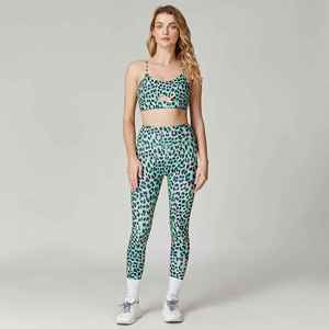 ชุดโยคะพิมพ์ลายเสือดาวสำหรับผู้หญิงชุดออกกำลังกายกางเกงเลคกิ้งโยคะลายทาง - Product Image 5