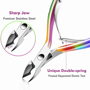 Super Cutticle Nippers Trimmers Cortadores de uñas con cuchillas afiladas Multi Color Coated Nail Cutticle Nippers Acero alemán - Product Image 3