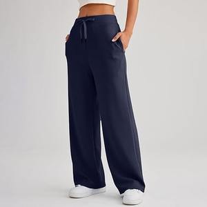 Venta al por mayor de ropa deportiva de algodón para mujer, mallas anchas acampanadas de Yoga con cordón, pantalones de chándal de cintura alta para mujer, Joggers 2026 - Product Image 5
