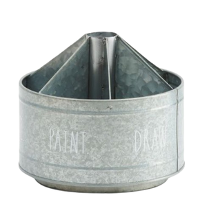 Cesta Caddy para utensilios galvanizados con mango de madera para cocina, picnics, comedor, cubiertos de metal, cesta Caddy - Product Image 6