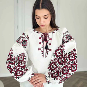 Handmade <b>White</b> Embroidered Ukraine Blouse Vishivanka Style Floral Boho <b>Shirt</b> Gift For Her Traditional Clothing - Product Image 1