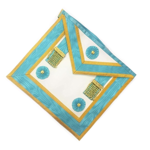 Master Mason Blue Lodge Regulation Luxury Apron Sky Blue Moire Finish Lambskin Embroidered <b>Sew</b>-on <b>Badge</b> Magnet Canada Standard - Product Image 3