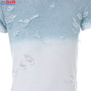 T-shirt de détresse 100% coton uni avec service OEM pour hommes T-shirts de détresse respirants nouvelle mode de couleur unie taille personnalisée - Product Image 6