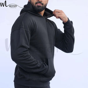 Sudaderas con Capucha Extra Grandes de Color Negro Sólido, Ropa de Calle Informal OEM/ODM, Nueva Colección de Invierno, Hechas a Medida, Precio al por Mayor - Product Image 4