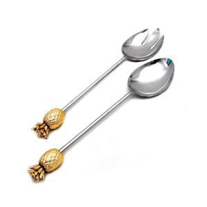 Elegante juego de Servicio de ensalada de metal con diseño de hojas para el hogar y la cocina a un precio económico juegos de cubiertos de ensalada personalizados - Product Image 3