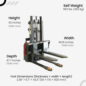 Stacker per Pallet completamente elettrico, capacità di 3300 libbre, 78 altezza di sollevamento per Pallet a fondo aperto - Product Image 4