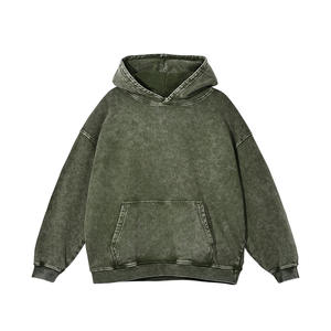 Sweat à capuche unisexe en coton 100% délavé à l'acide, logo personnalisé, poche surdimensionnée, respirant, automne, lettre en polaire, haute qualité - Product Image 6