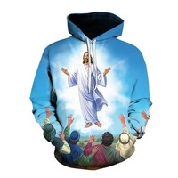 Sudadera con Capucha Personalizada para Hombre, 100% Algodón, Diseño Cristiano Sublimado, Bordado 3D, Logotipo Personalizado, Tallas Grandes, Ropa Urbana Transpirable