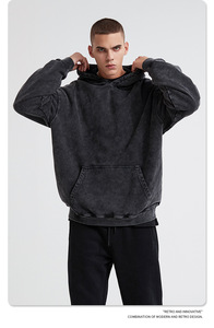 Sweat à capuche lavé à l'acide 100% coton de haute qualité High Street Series Washing Old Sweater Stone Washed Vintage Hoodie - Product Image 6