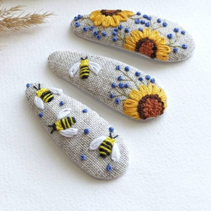 Pinces à cheveux brodées pour filles femmes, pinces à cheveux vintage, accessoires de cheveux, cadeau élégant de broderie florale OEM fabriqué au Vietnam - Product Image 2