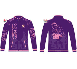 Veste de course grecque brodée pour femmes de la sororité Kapa Epsilon Psi |   Vestes de course en twill de coton brodées pour femmes KEY Sorority - Product Image 1