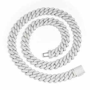 VVS Moissanite Hip Hop Cuban Link Chain 14mm Iced Out Round Cut Diamond Style pour homme en argent sterling 925 - Product Image 2