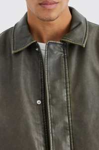 Veste bomber en similicuir pour homme, logo personnalisé OEM ODM, col montant, capuche, style urbain élégant, sport décontracté, confort direct - Product Image 5