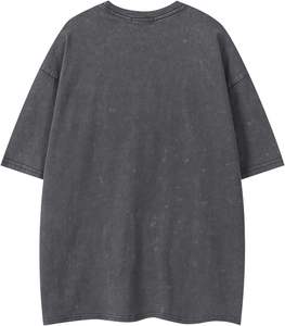 T-shirts en tricot délavé coupe classique pour hommes, hauts à manches courtes Y2K pour femmes, streetwear décontracté unisexe, 100 % coton - Product Image 2