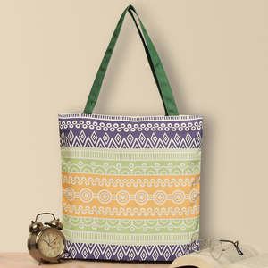 Sacs fourre-tout en toile de coton style bohème Aztec avec fermeture éclair, logo personnalisable, écologiques, décoration brodée, fabrication mécanique - Product Image 1