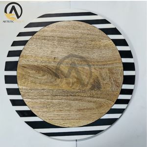 Planche à découper en bois de mangue et d'acacia conçue sur mesure ustensiles de cuisine jetables en résine incrustée pour hôtels restaurants prix de gros - Product Image 4