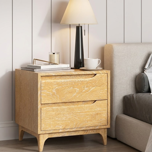 <b>BEDSIDE</b> TABLE 2 DRAWS NATURAL COLOR Eco-Friendly Modern, DESIGN DYNAMIC AND MODERN - Product Image 2