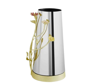 Florero moderno hecho a mano para decoración del hogar e interior para hoteles, restaurantes, jarrón de mesa plateado personalizable - Product Image 1