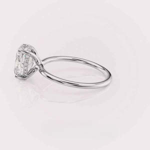 IGI Certified Oval Cut Lab Grown Diamond Solitaire Engagement-Wedding <b>Ring</b> with Hidden Halo in 14K Yellow / Rose & White Gold - Product Image 3