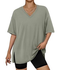 Camiseta de algodón de gran tamaño para mujer, proveedor OEM con bordado o logotipo de transferencia de calor, diseño personalizado - Product Image 1