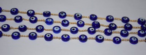Cadena de Rosario de Cuentas Azules de 4mm de Alta Calidad, Chapada en Oro, Hecha a Mano, para la Fabricación de Joyería - Product Image 5