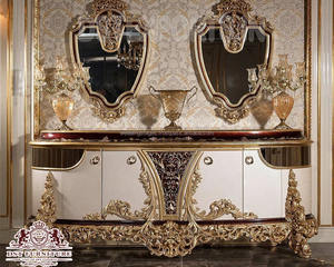 Consola tallada a mano con acabado Natural, mesa de consola de madera de teca Premium para sala de estar con aspecto antiguo - Product Image 4