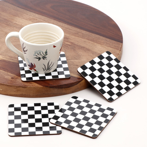 Non-Slip Pad <b>Cup</b> Coasters Acacia Wood Over Printed Tea Serving Coasters 4 Pieces Set Kitchen Accessories Coasters Resin - Product Image 2