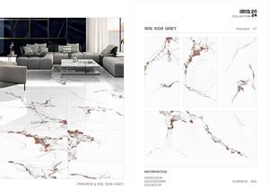 Piso de lujo esmaltado 60x120 Azulejos de porcelana Aspecto de mármol Azulejos de losa de porcelana brillante Habitación clásica Gris rústico - Product Image 5