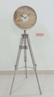 Jam Meja & Lantai Kuarsa Art Deco Post-modern dengan Penyangga Tripod Kayu yang Dapat Disesuaikan untuk Dekorasi Rumah & Kantor, Meja Samping Tempat Tidur