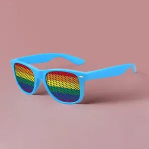 Promotie Goedkope 2024 Regenboog Pinhole Bril Feest Zonnebril Candy Kleur Sunglass Met Oem Kleur Logo Voor Dames Mannen Volwassenen