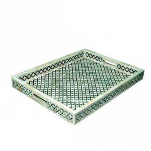 DESGIN ÉLÉGANT Plateau d'incrustation d'os avec motifs de meilleure conception Plateau de service incrusté d'os pour décoration de table - Product Image 1