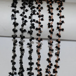 Best Quality Copper and Black Beads <b>Rosary</b> chain, Black Plated Glass Beads Cluster <b>Rosary</b> Chain, Beaded Chain for Jewelry Making - Product Image 2