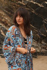 Robe en soie vintage pour femme, kimono bohème pour femme, vente en gros, kimono de luxe personnalisé, peignoir en soie 100% viscose - Product Image 2